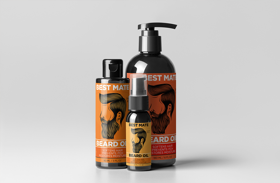 Beard care product labels