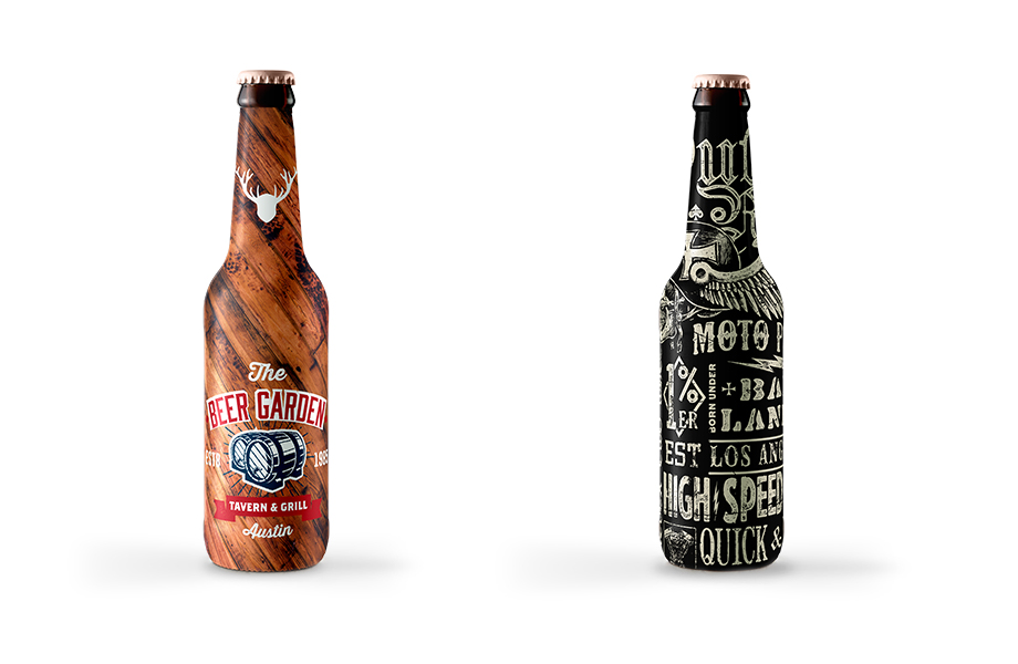 shrink sleeve label design on beer bottles