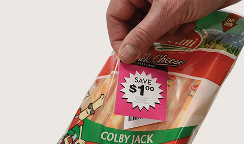 A coupon to save $1 on string cheese