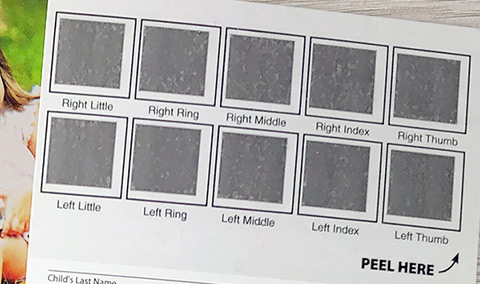 Closeup of the Pro-lift fingerprint capturing area of a child ID card