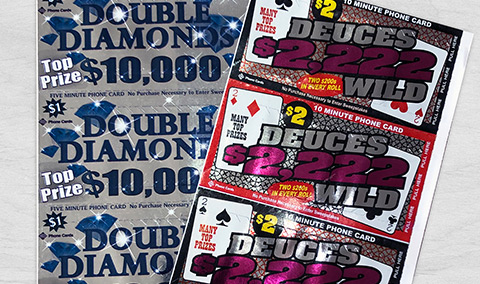 Promotional scratch-off game cards on metallized paper
