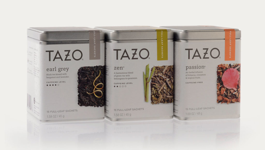 Tazo Tea tins with custom labels