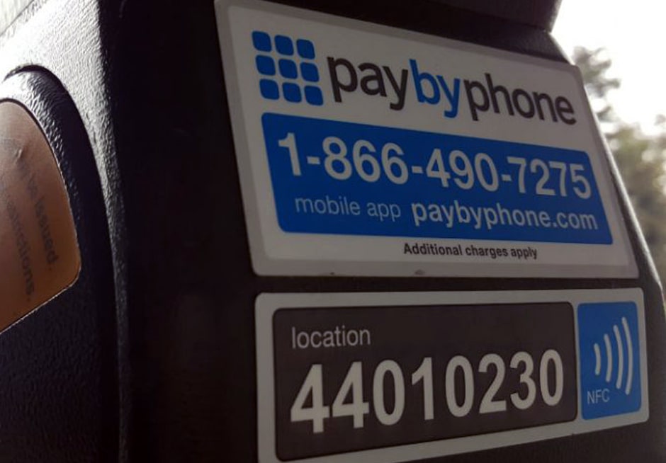 NFC sign on kiosk – pay by phone parking