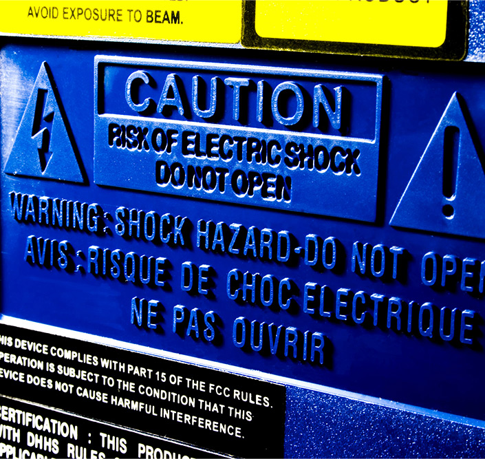 Cation warning on a electrical device