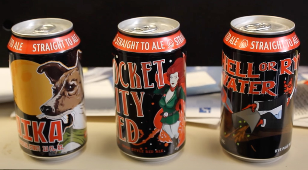 Brew Wrap beer can labels on 3 cans