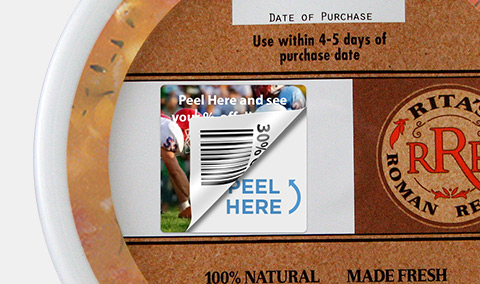 Clean release coupon label closeup
