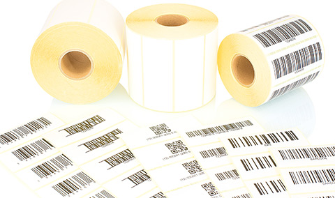 Barcode labels and blank labels on rolls