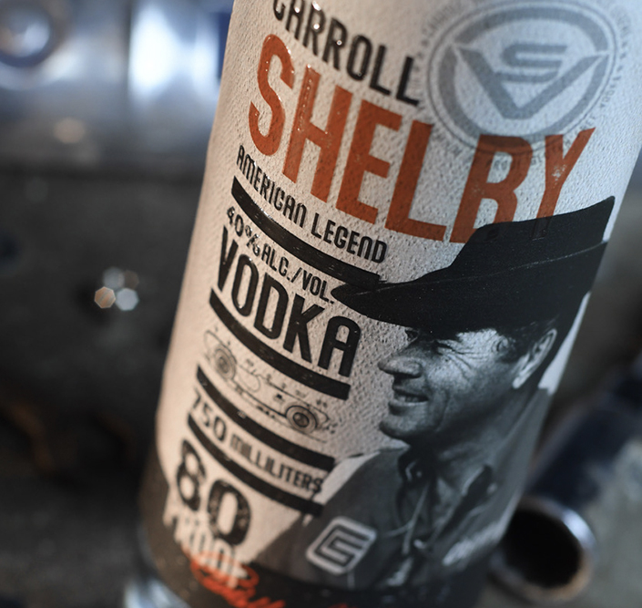 Carroll Shelby vodka bottle label