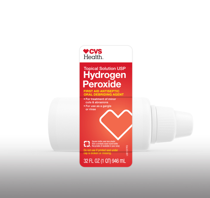 Hydrogen Peroxide bottle with custom red label