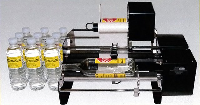 A semi-automatic label applicator.