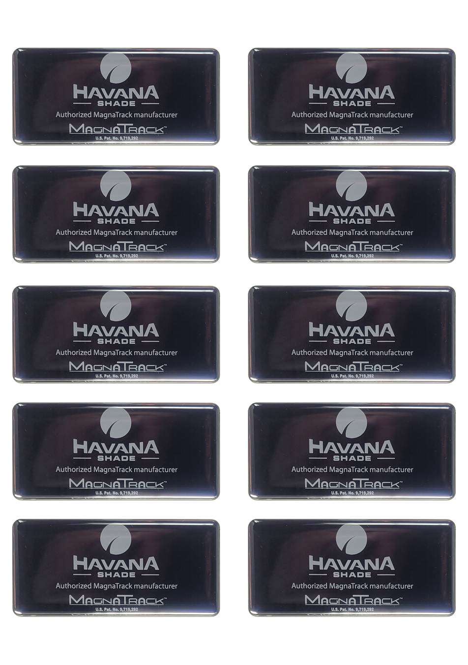 Domed labels arranged to show dimensional resin finish and custom shapes