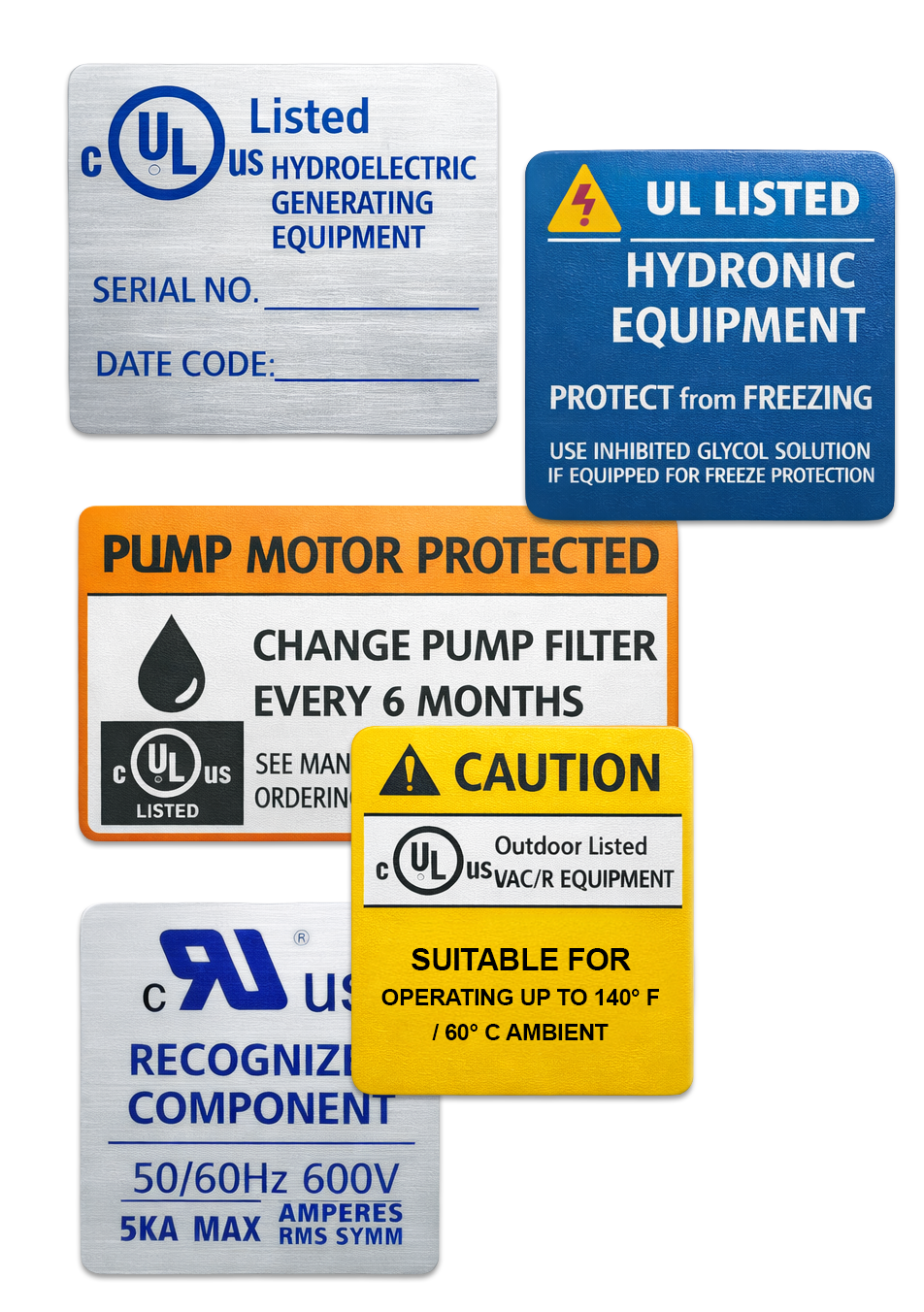 Layered construction elements for UL 969 labels and compliance marking systems
