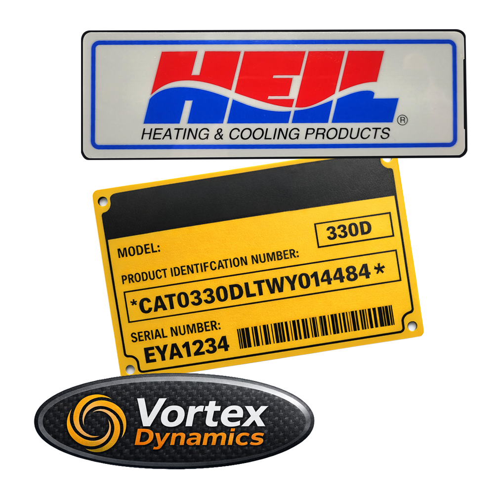 Durable identification components and engineered product identification graphics