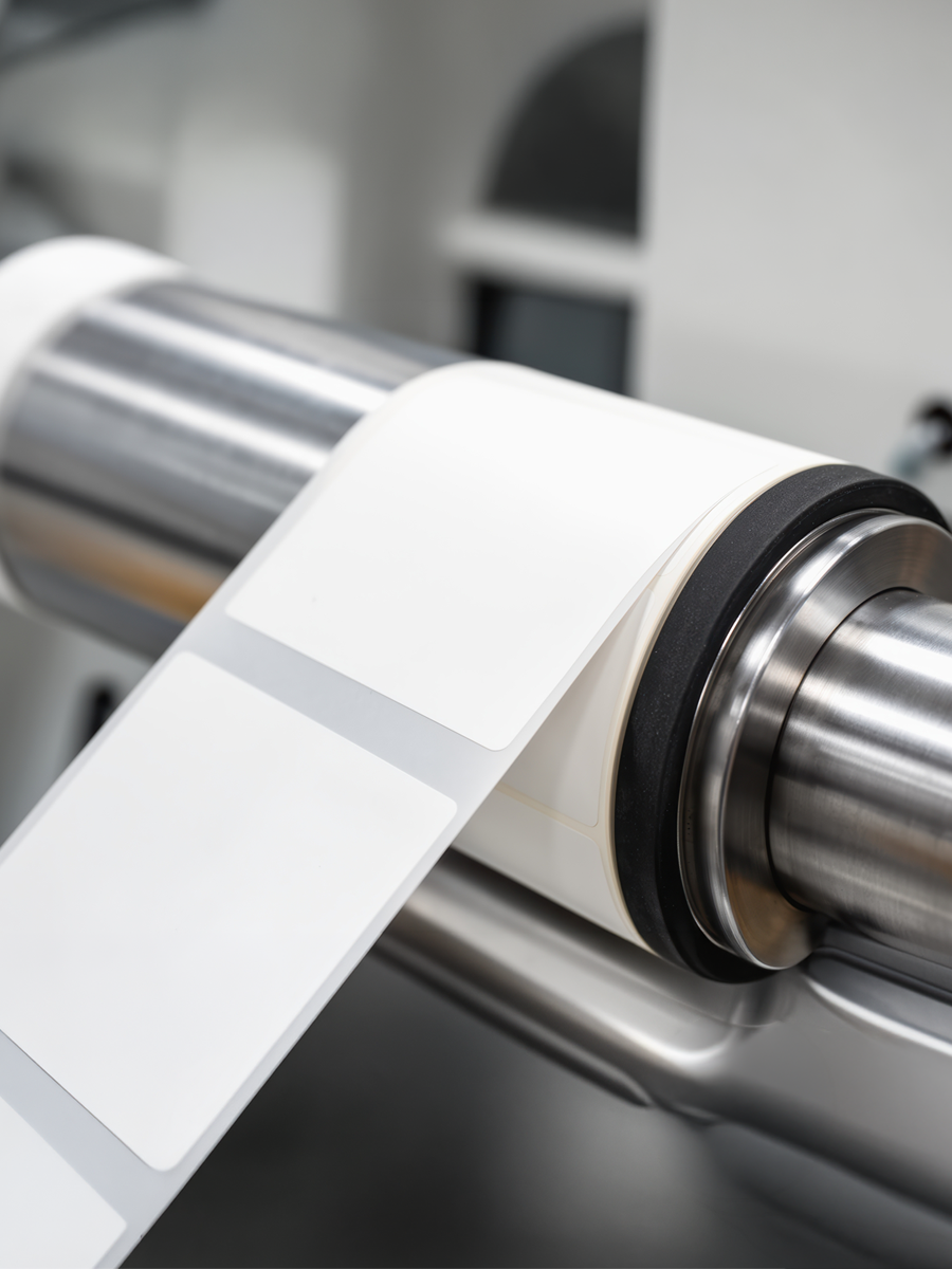 Blank labels on a roll for custom imprinting and durable label applications