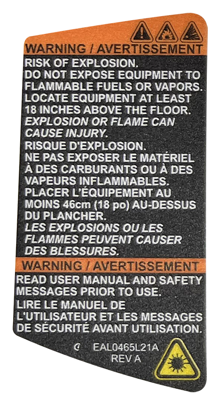 Die-cut safety and compliance label samples arranged with durable material examples