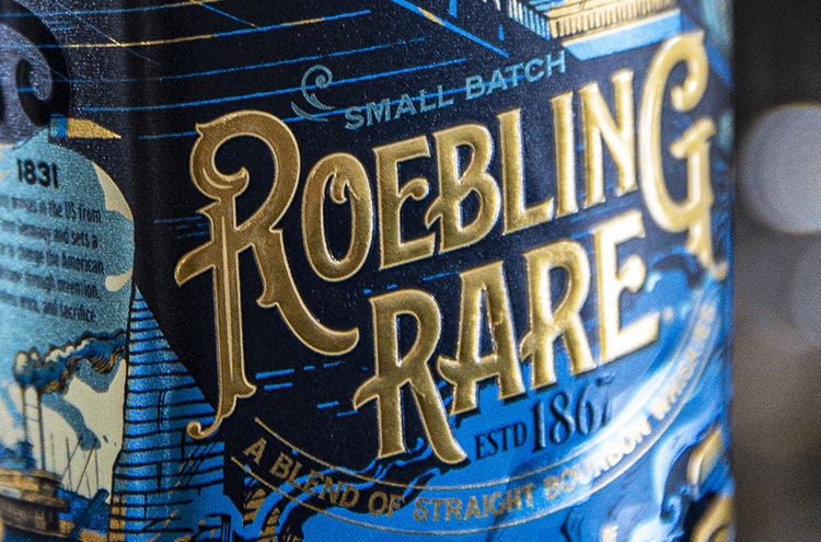 Placeholder for textured label material on spirits bottle