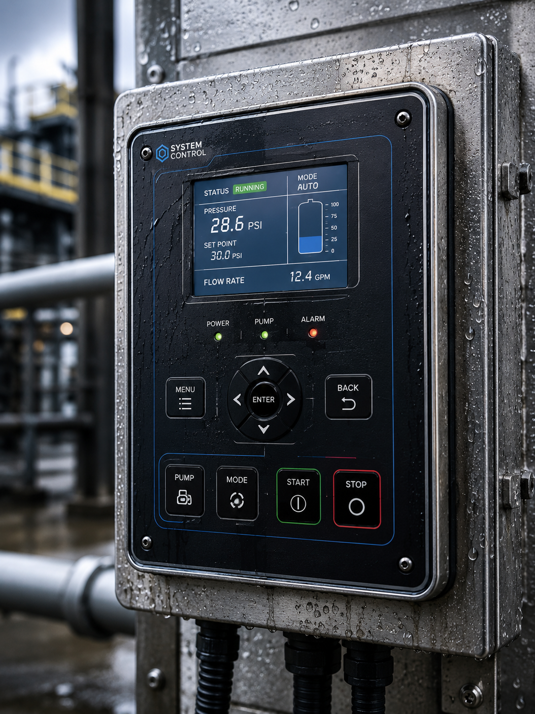 Close view of a durable graphic overlay with printed indicators cutouts legends and technical interface graphics