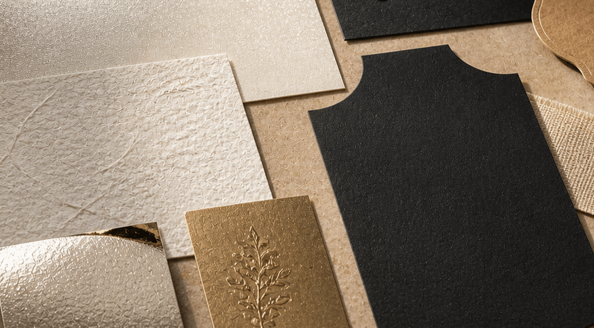 Textured estate paper samples for premium wine labels