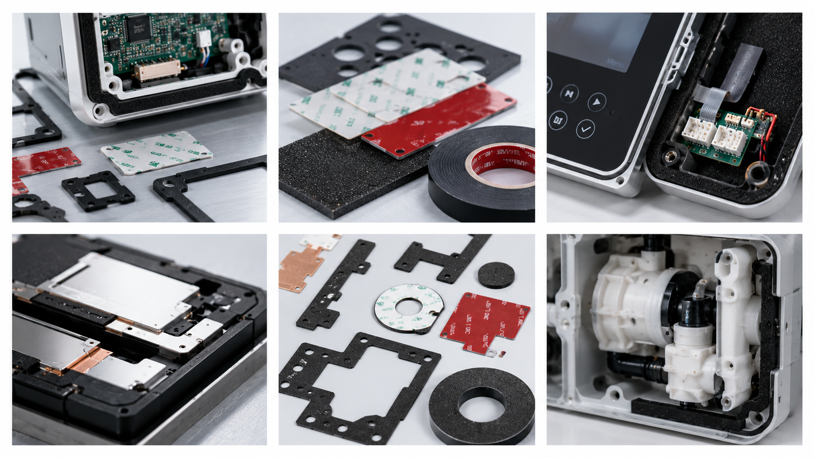 Close-up precision die-cut component details across assemblies materials and application environments