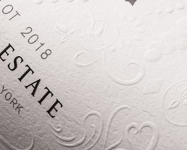 Embossed wine and spirits label samples