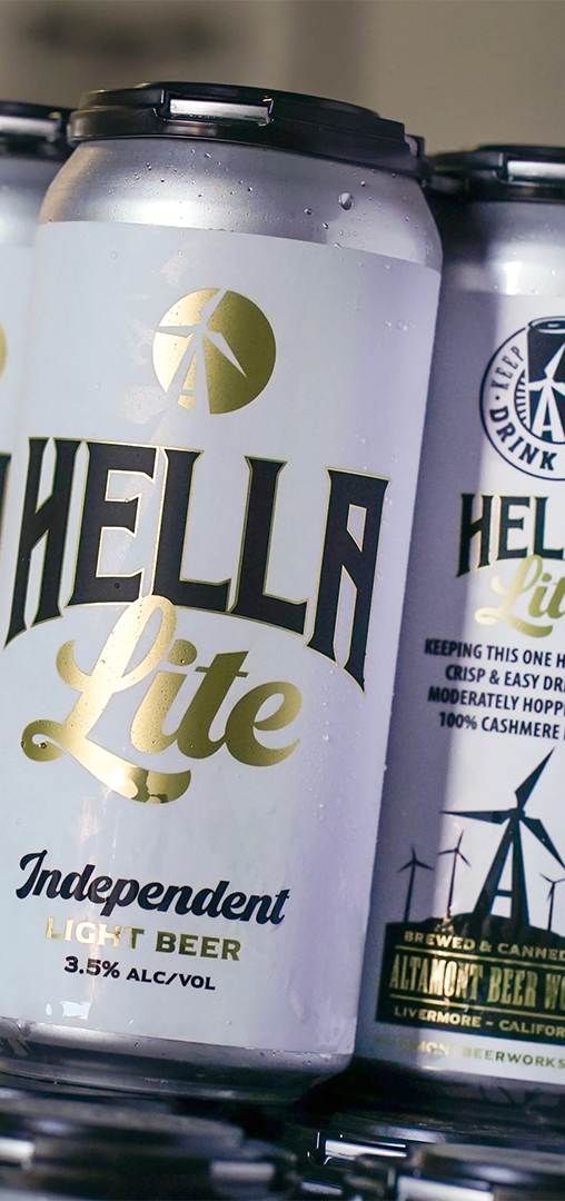 Cold foil beer label with reflective metallic decoration