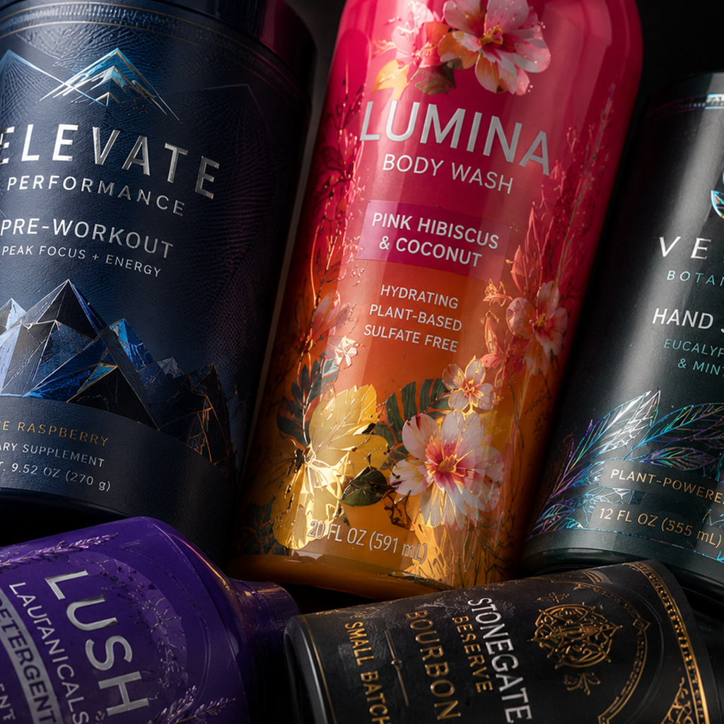 Premium label decoration and embellishment packaging examples
