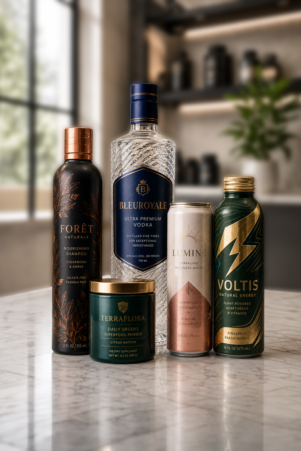 Retail products featuring varied hot foil and cold foil decoration