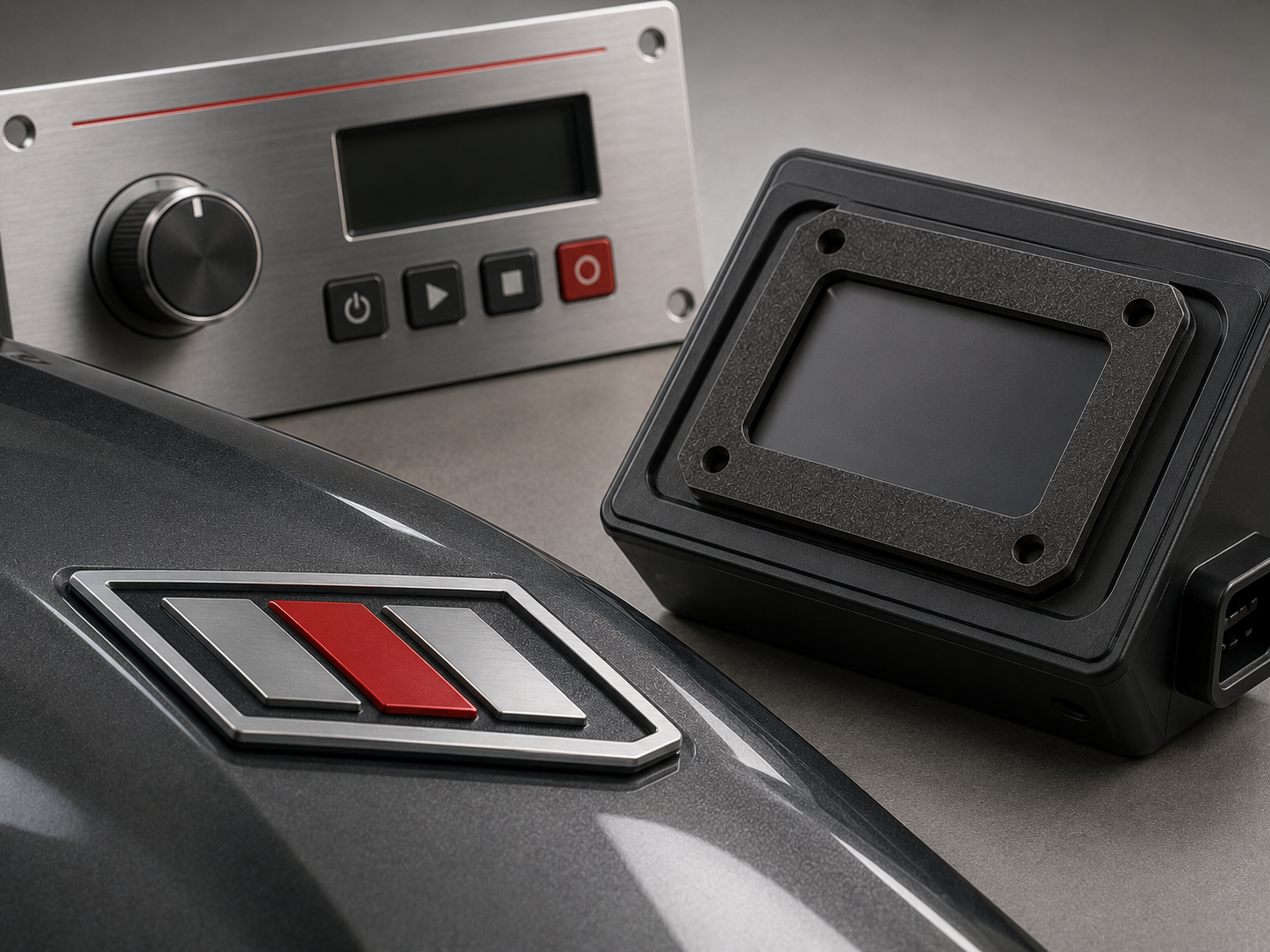 High-bond adhesive components used for emblems, electronic housings and industrial control panels