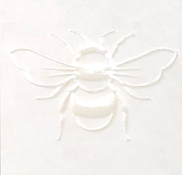 Regular blind embossed bee with screen varnish