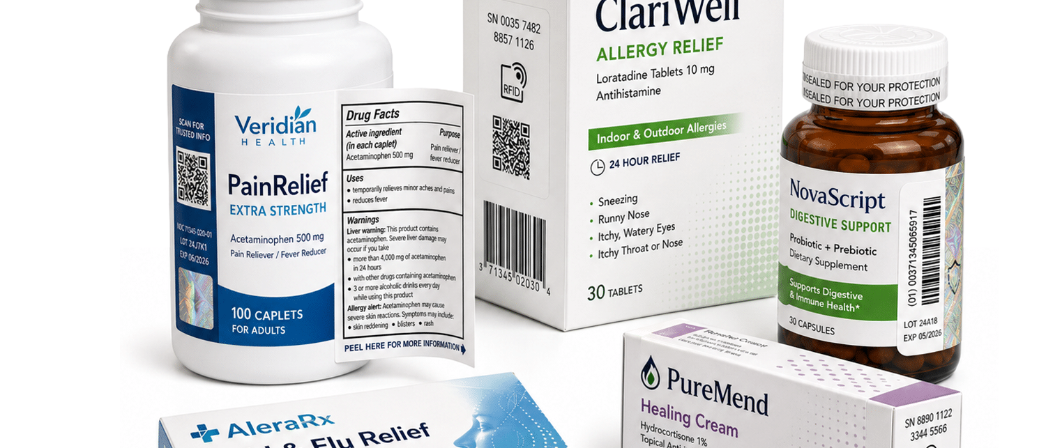 Peel-back extended content label revealing additional information